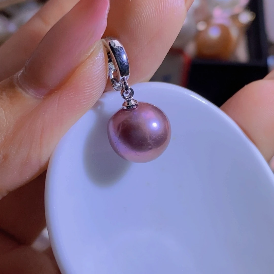 银S925镶嵌淡水珍珠天然淡水珍珠无染色无优化