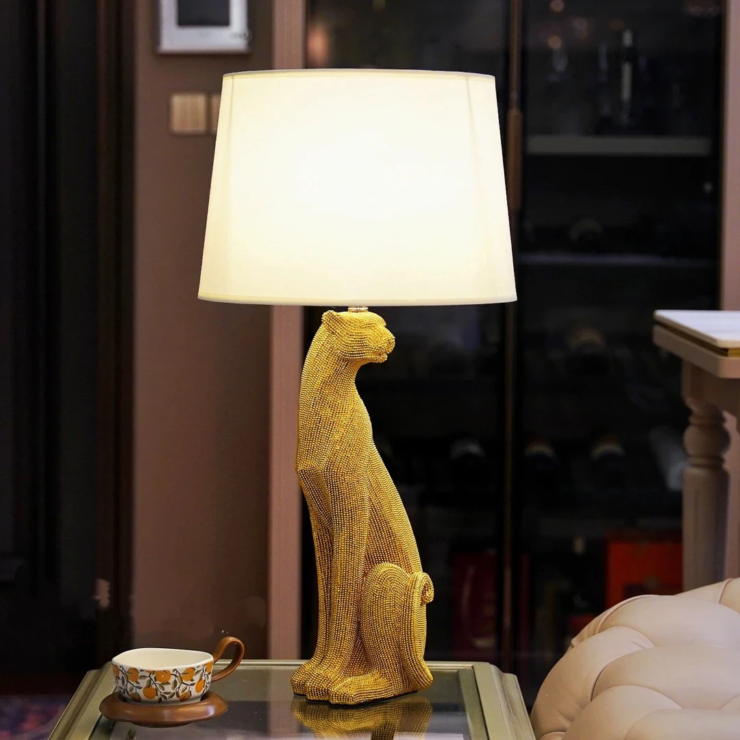 金钱豹台灯轻奢创意高级感装饰台灯卧室氛围台灯摆件
