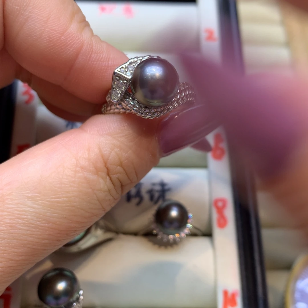 银S925镶嵌戒指海水珍珠