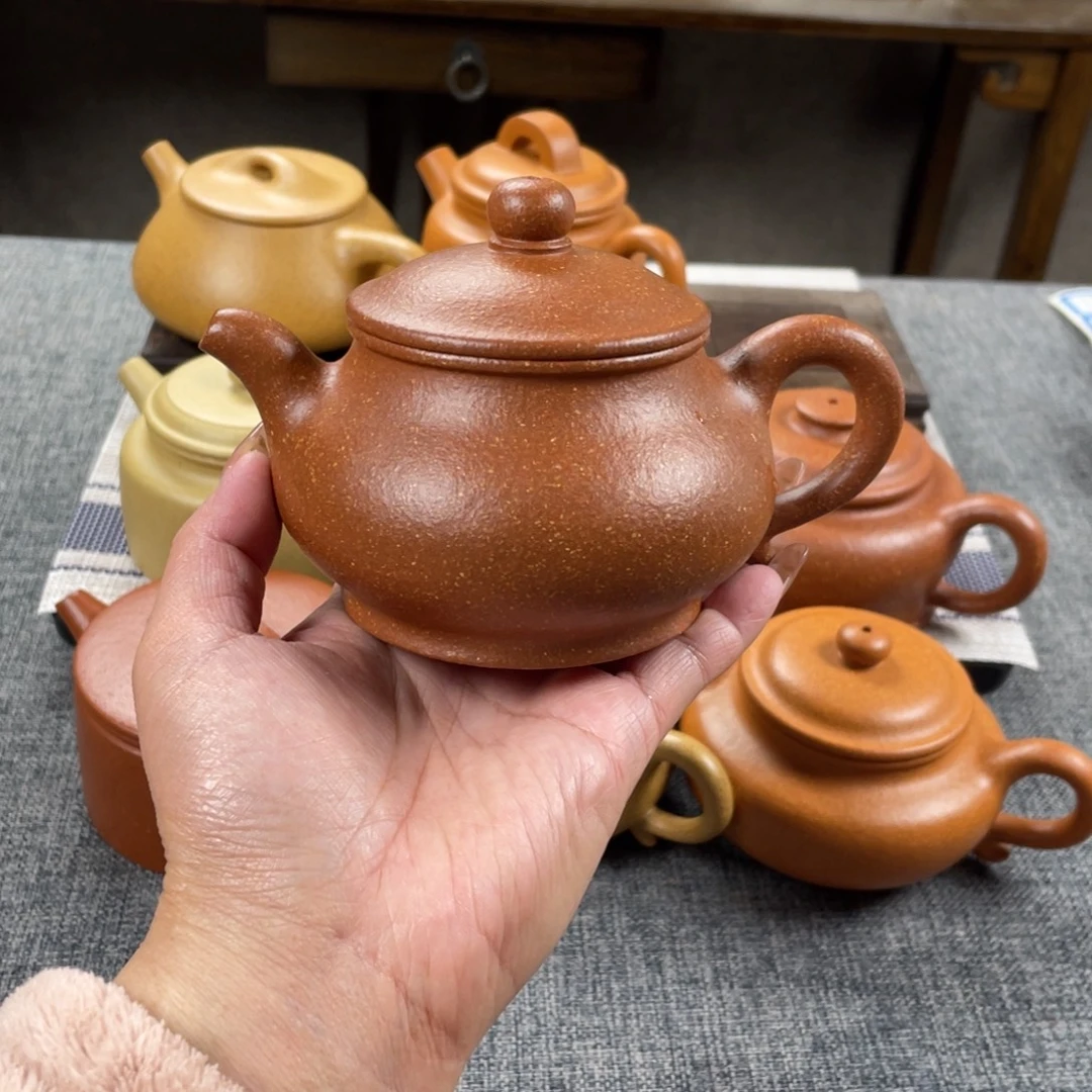 紫砂茶壶红降坡潘壶全手16目220手工泥