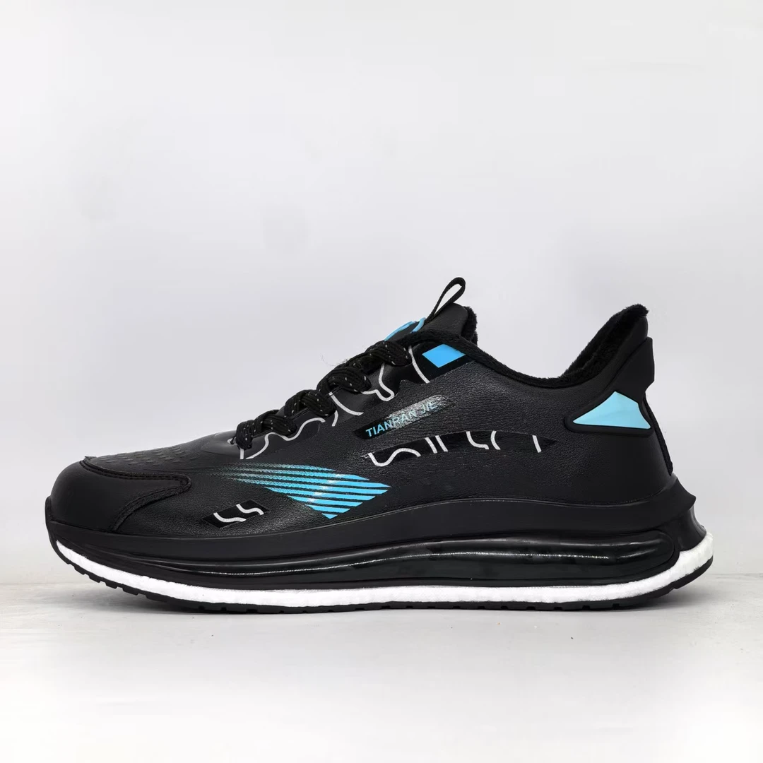 男士冬季加绒爆米花新款潮流休闲百搭舒适软底时尚夜光跑步鞋