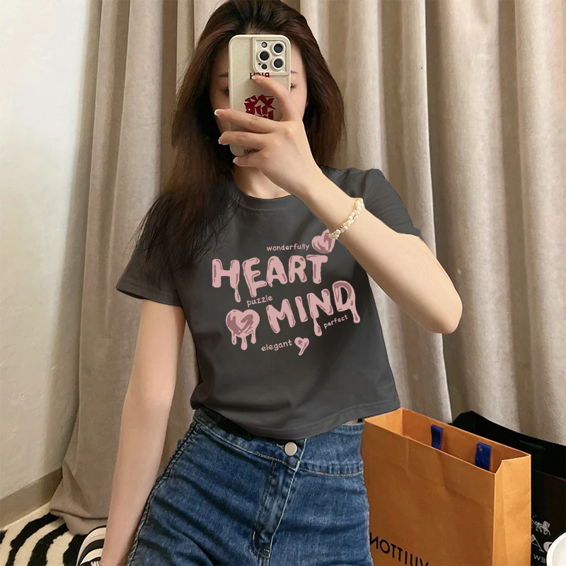 短袖修身显瘦短款上衣女夏季正肩t恤新款小众甜美法式掐腰上衣T恤