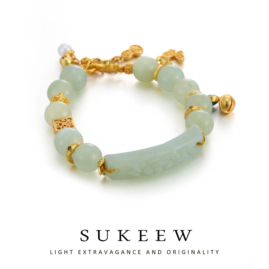SUKEEW/酥可 铜合金手链 新中式绿珠优雅气质国风手链222103