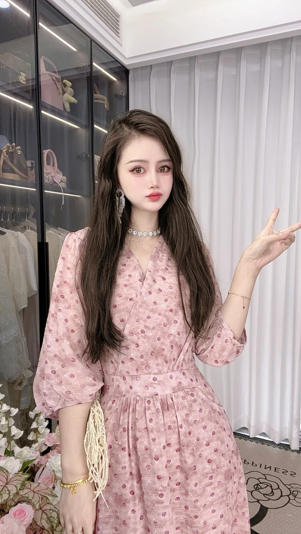 B116新中式显瘦气质复古优雅中长款裙子