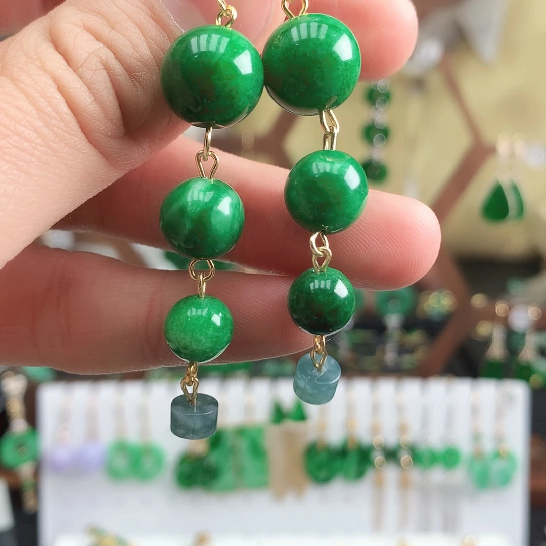 翡翠耳饰银S925镶嵌耳饰