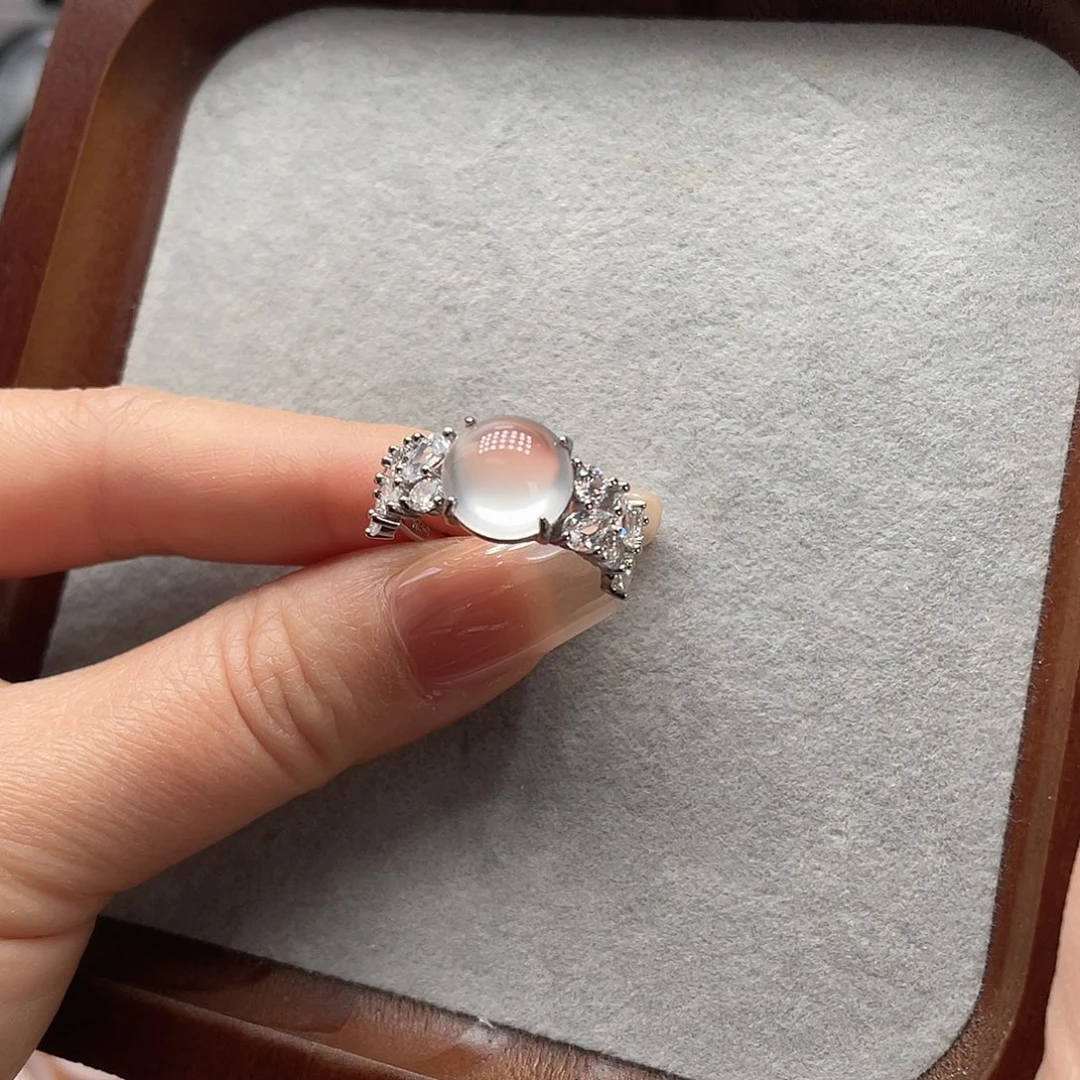 ****石英质玉银S925镶嵌戒指