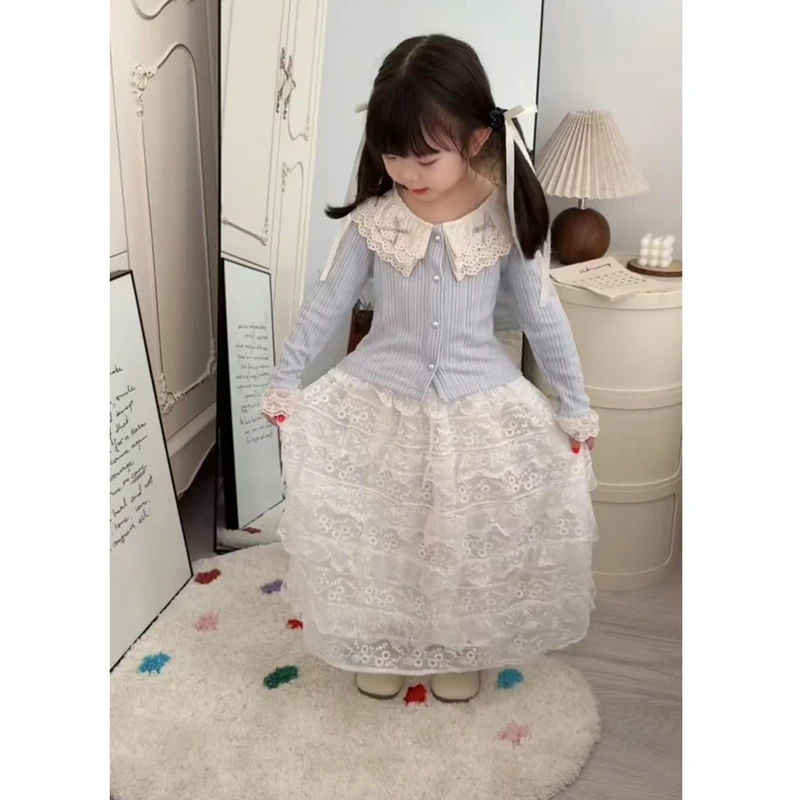 女童背心2025春夏新款儿童洋气时髦蕾丝上衣女宝宝甜美公主内搭潮