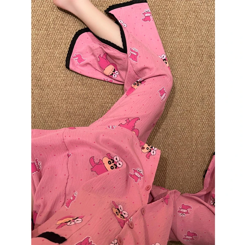 日系可爱蜡笔小新睡衣女款夏季2025新款甜美短袖薄款家居服套装