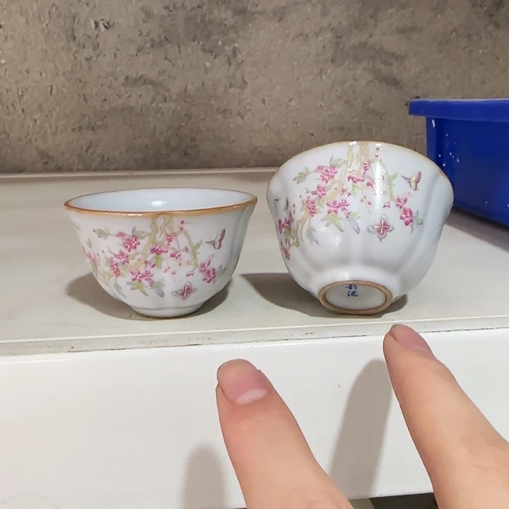 颜瓷闪购链接商品月紫藤花瓣杯两只装