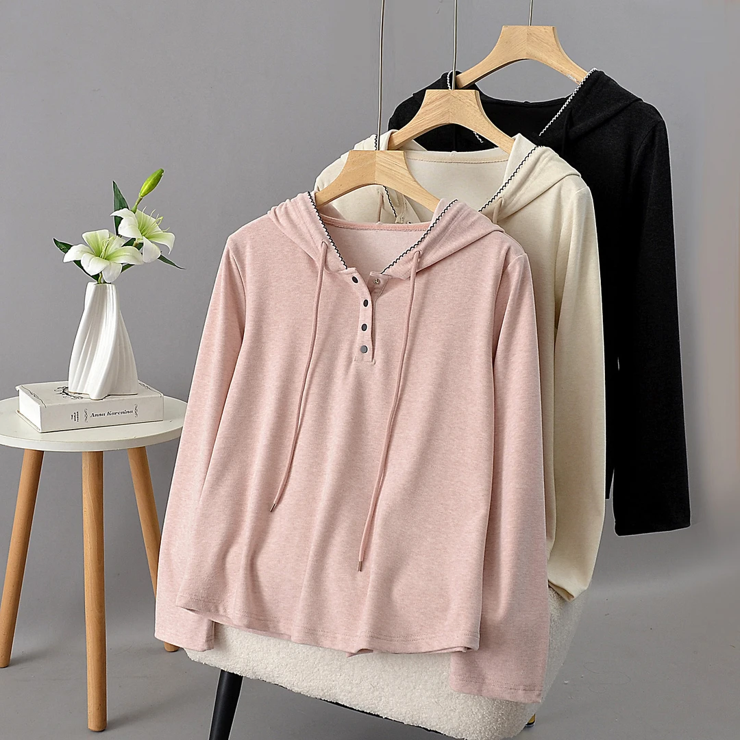 大码女装秋季连帽套头休闲风卫衣春秋长袖上衣女装洋气宽松休闲