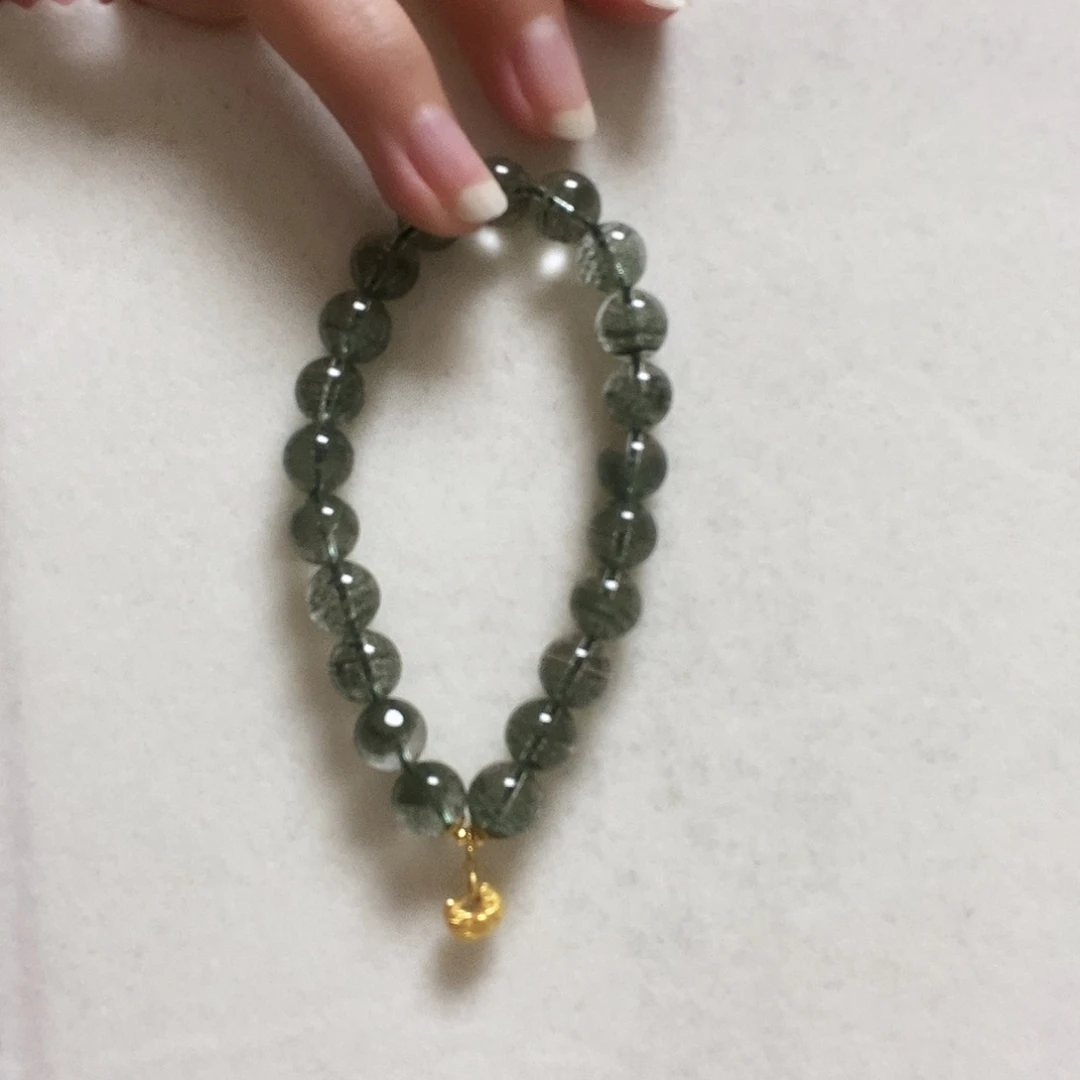 水晶手串18K金镶嵌简单