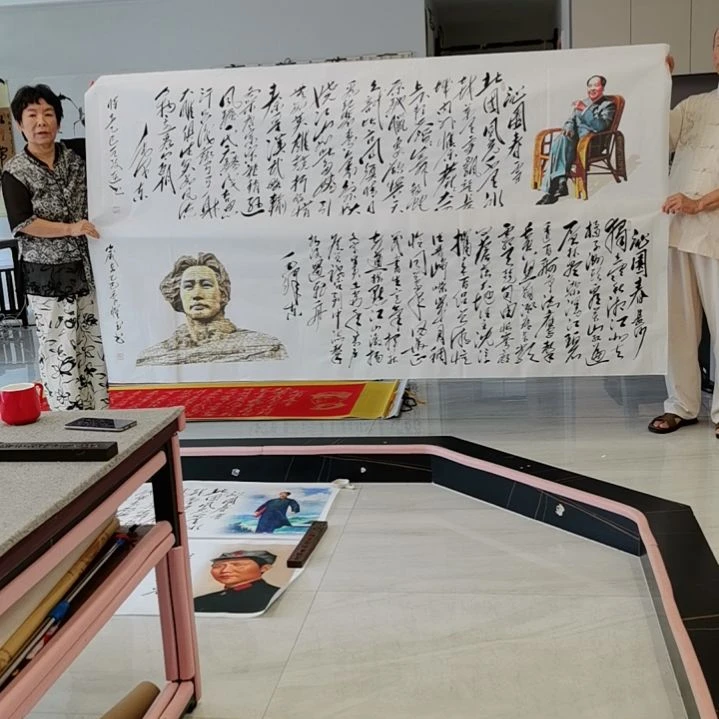 书法沁园春雪＋沁园春长沙的作品两幅一起