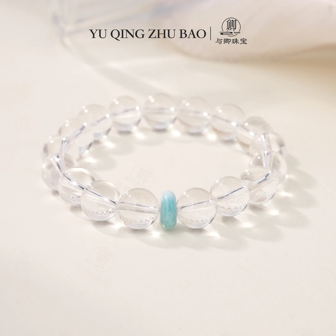 【沧澜雪】与卿珠宝 10mm白水晶+10mm海纹石