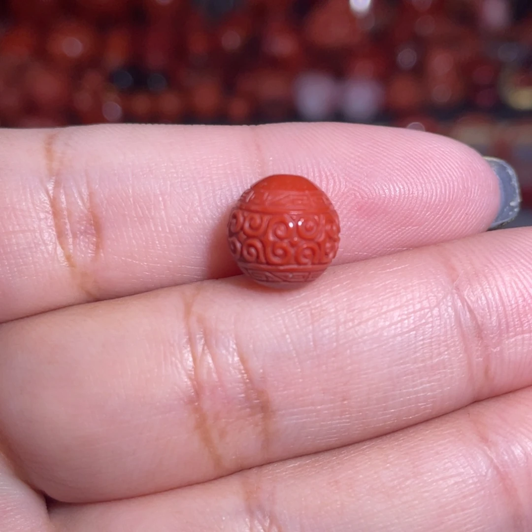 南红玛瑙未镶嵌瓦西回纹珠