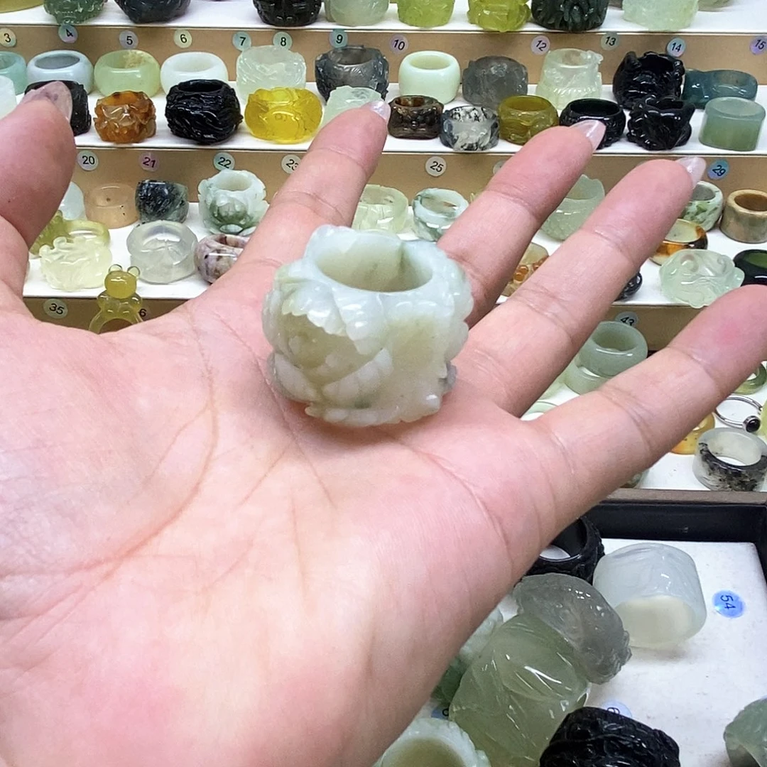 金***光未镶嵌岫玉天然玉石戒指