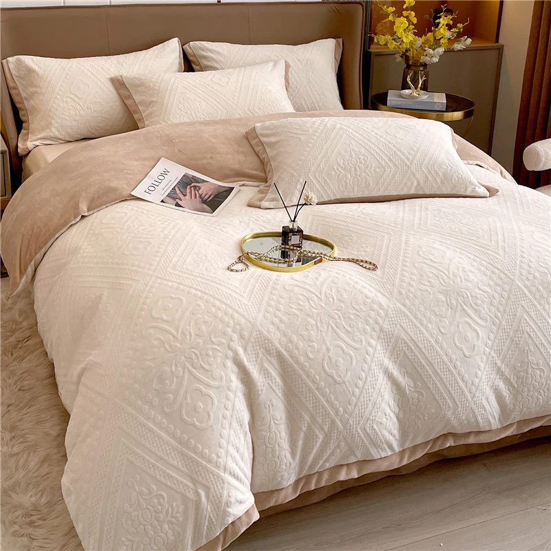 水星正品家纺冬季牛奶绒床单四件套加厚双面绒被套保暖毛绒珊瑚绒