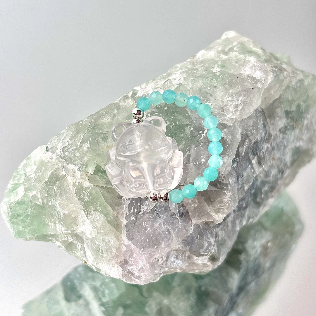 【偏米女皇】白水凤九3mm天河石弹力绳戒指面小仙多样性发其一