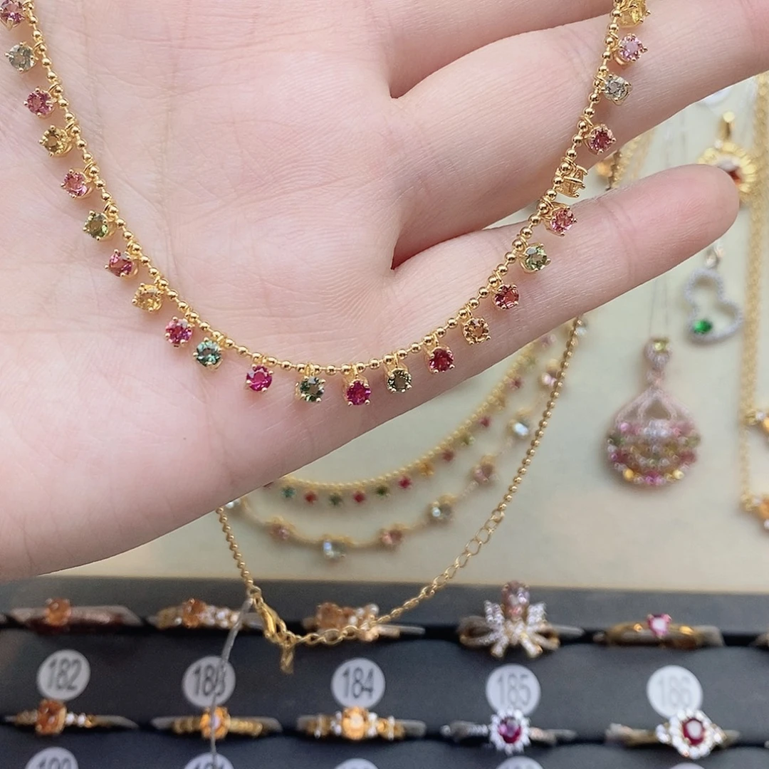 银S925镶嵌颈饰碧玺