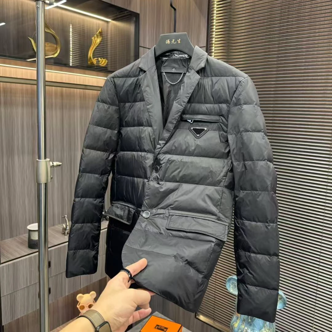 轻薄有型修身男羽绒西服冬季潮牌轻奢保暖商务外套西装经典外套