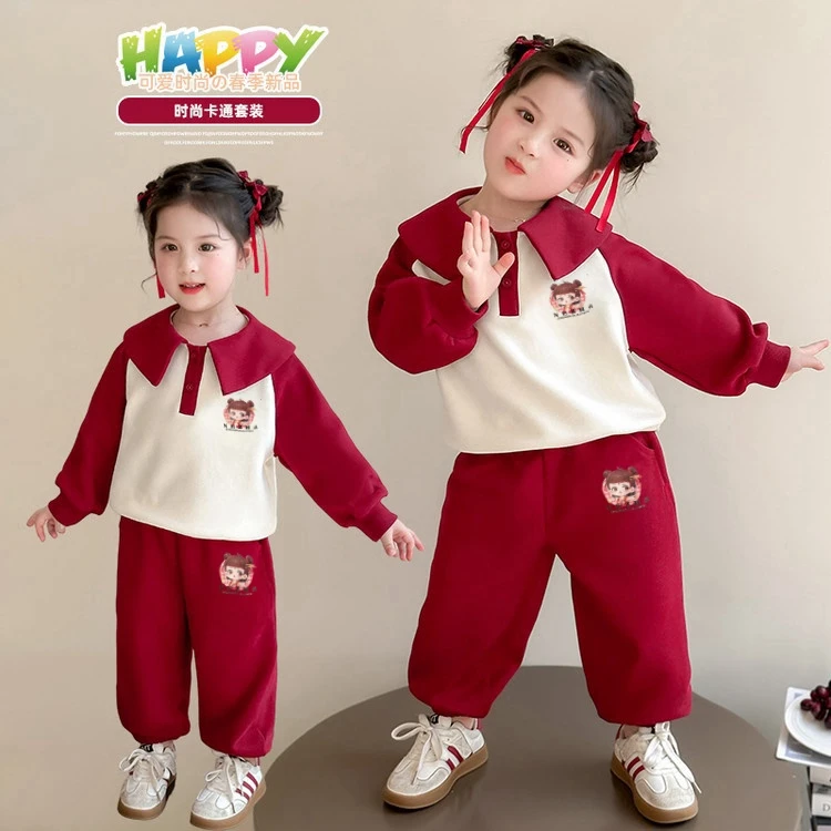 女童哪吒休闲套装2025新款儿童春秋装国潮洋气宝宝春季运动两件套