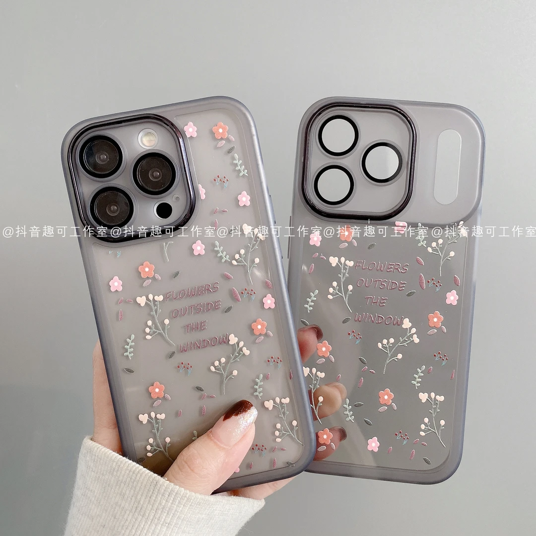 金属镜框适用iphone17promax苹果16手机壳15/14/13/12/11华为碎花