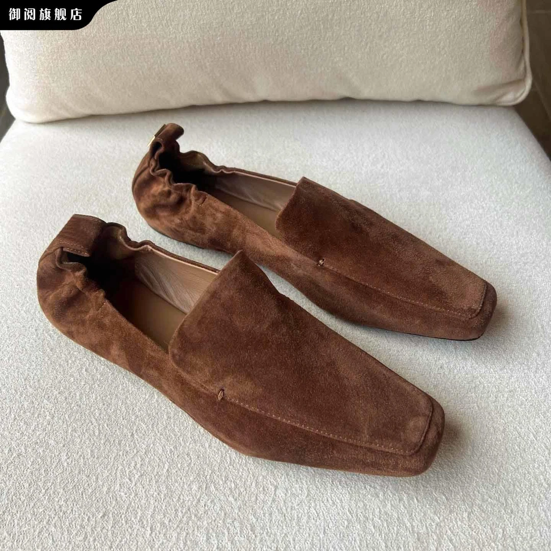 御阅2025年秋季韩式小众时尚黑色女鞋乐福鞋深口小方趾平底鞋女式