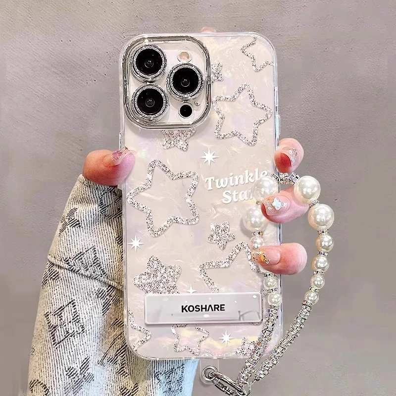 闪粉星星适用苹果16promax手机壳新款15pro全包防摔14plus保护套