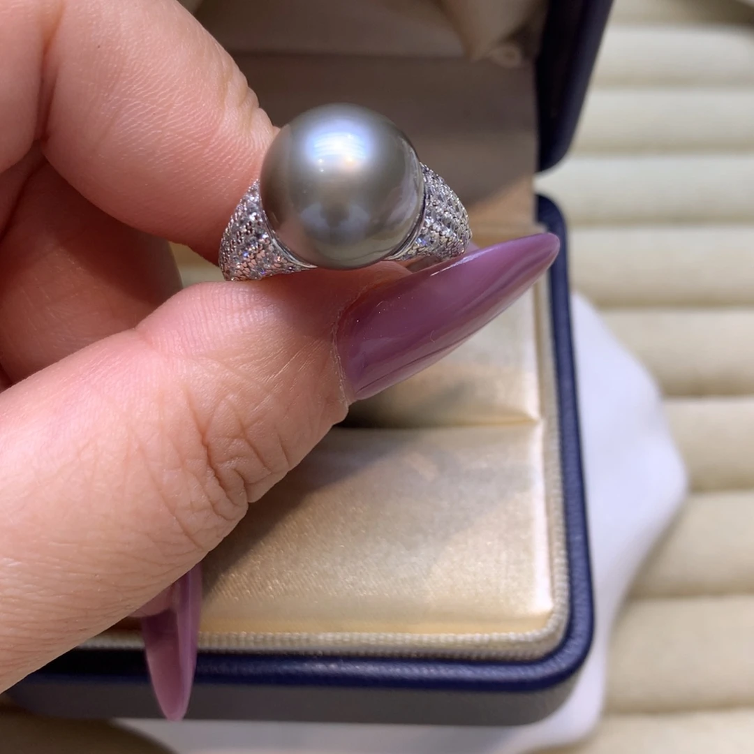 银S925镶嵌戒指海水珍珠