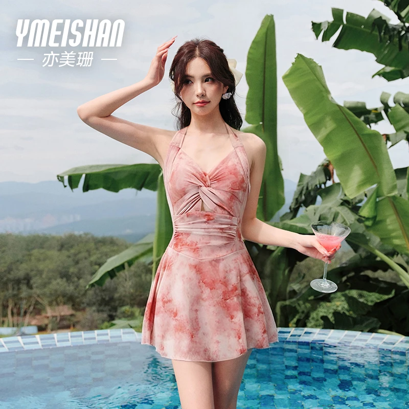 亦美珊【雪中白桃】温泉沙滩连体成人微胖遮肉显瘦性感高级感游泳衣