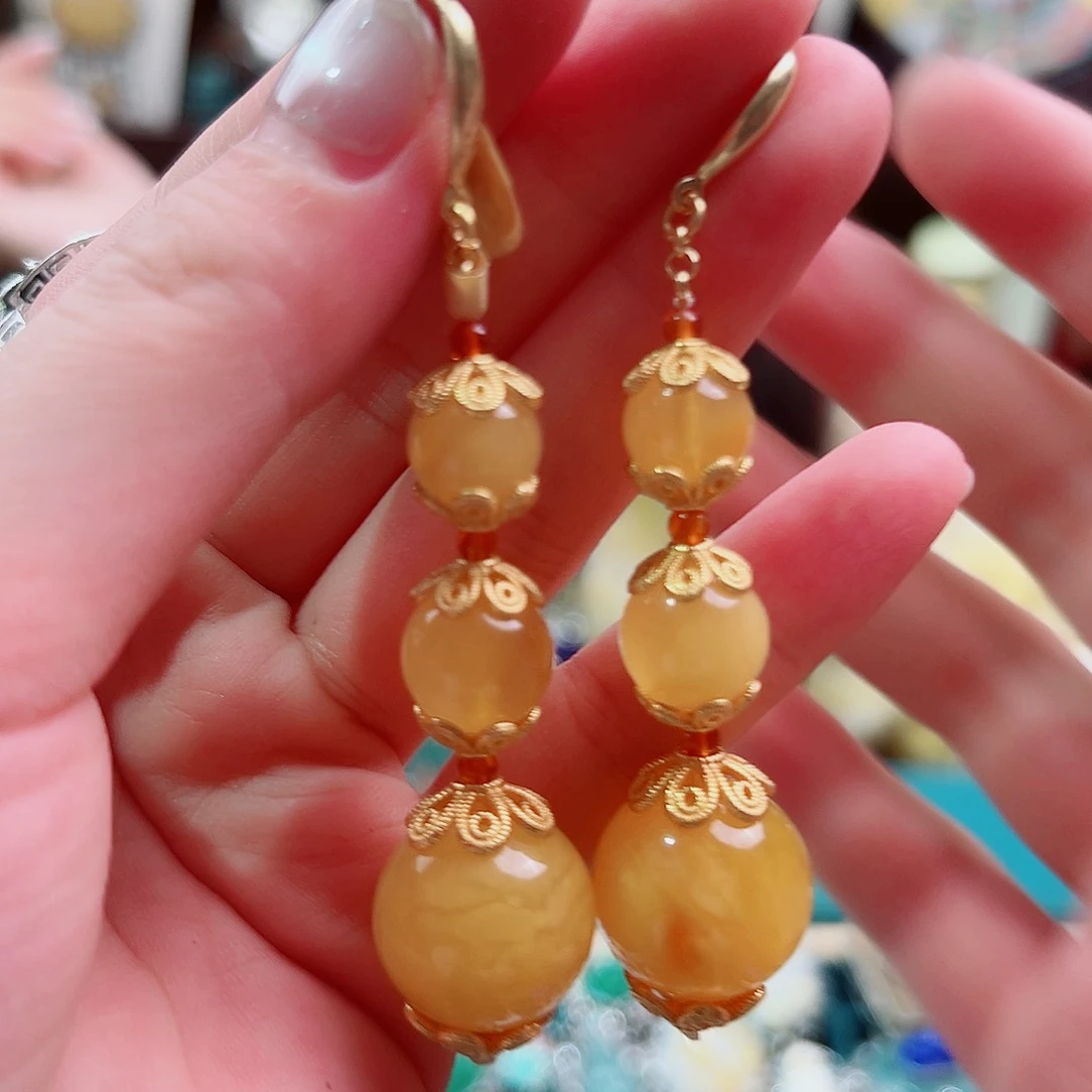 未镶嵌琥珀耳饰耳环