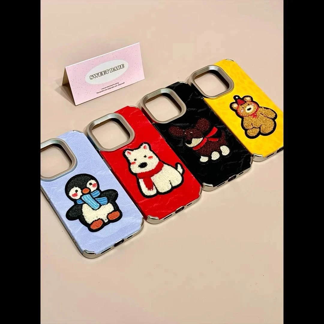 BANCA雪山纹刺绣西高地适用iPhone16promax苹果15手机壳14/13套12