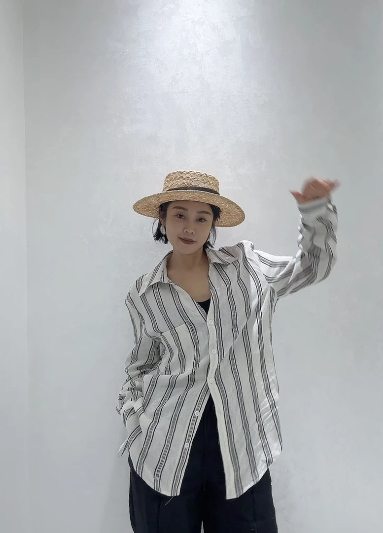 909码-1199码SANHE·STUDIO小众条纹白色女装短袖T夏季长袖