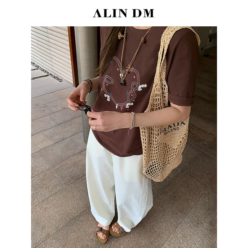 ALINDM【童话之书】大码微胖mm甜美可爱圆领休闲正肩T恤 XG7352