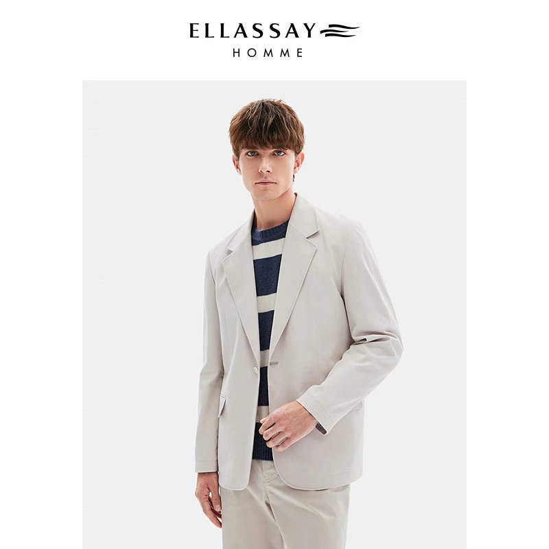 ELLASSAY歌力思男装25春季棉麻时尚休闲修身西服外套EME361T00500