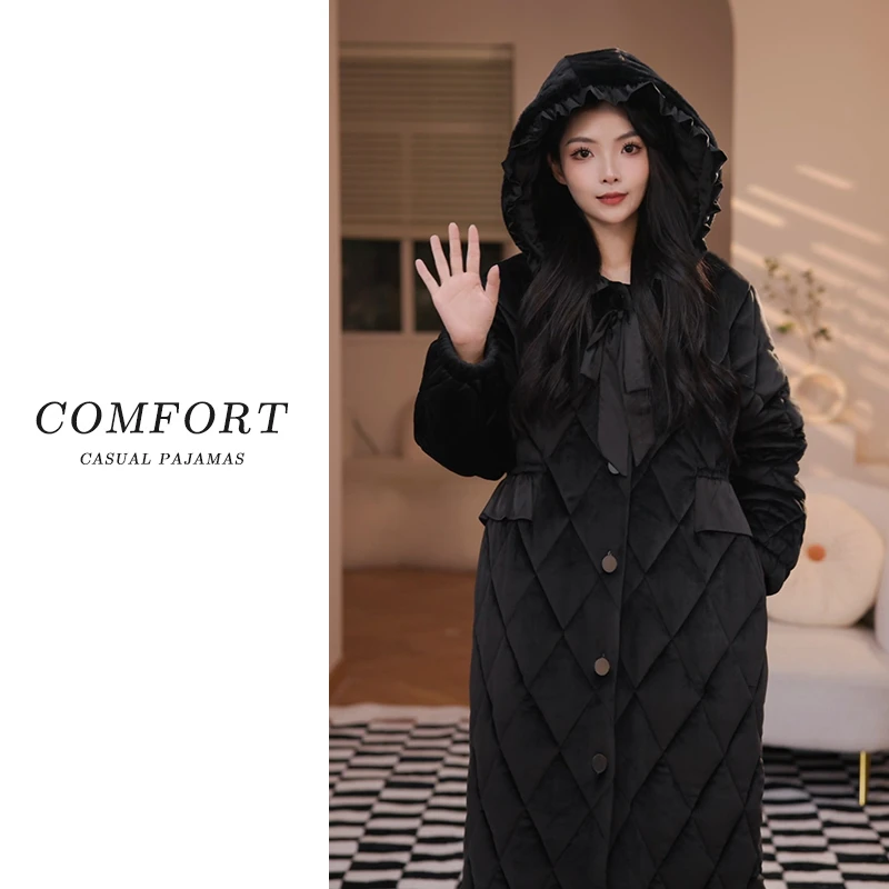 【加加加厚-更保暖】冬季睡衣三层夹棉加厚睡衣女短毛绒保暖家居服