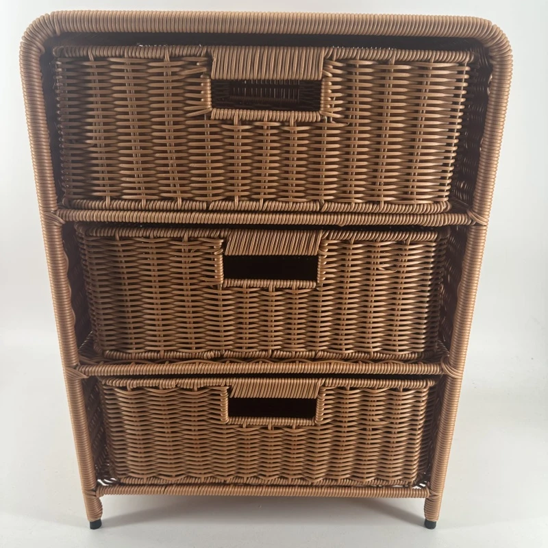 M85棕色三层床头柜简约轻奢风家用收纳柜40*30*56