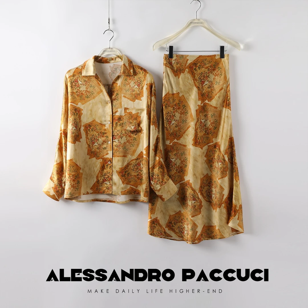 【孤品不退换】洛哥20441X重磅1oo%桑蚕丝油画法式复古女装