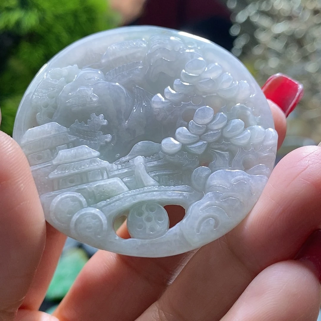 【闪购商品】翡翠颈饰未镶嵌山水