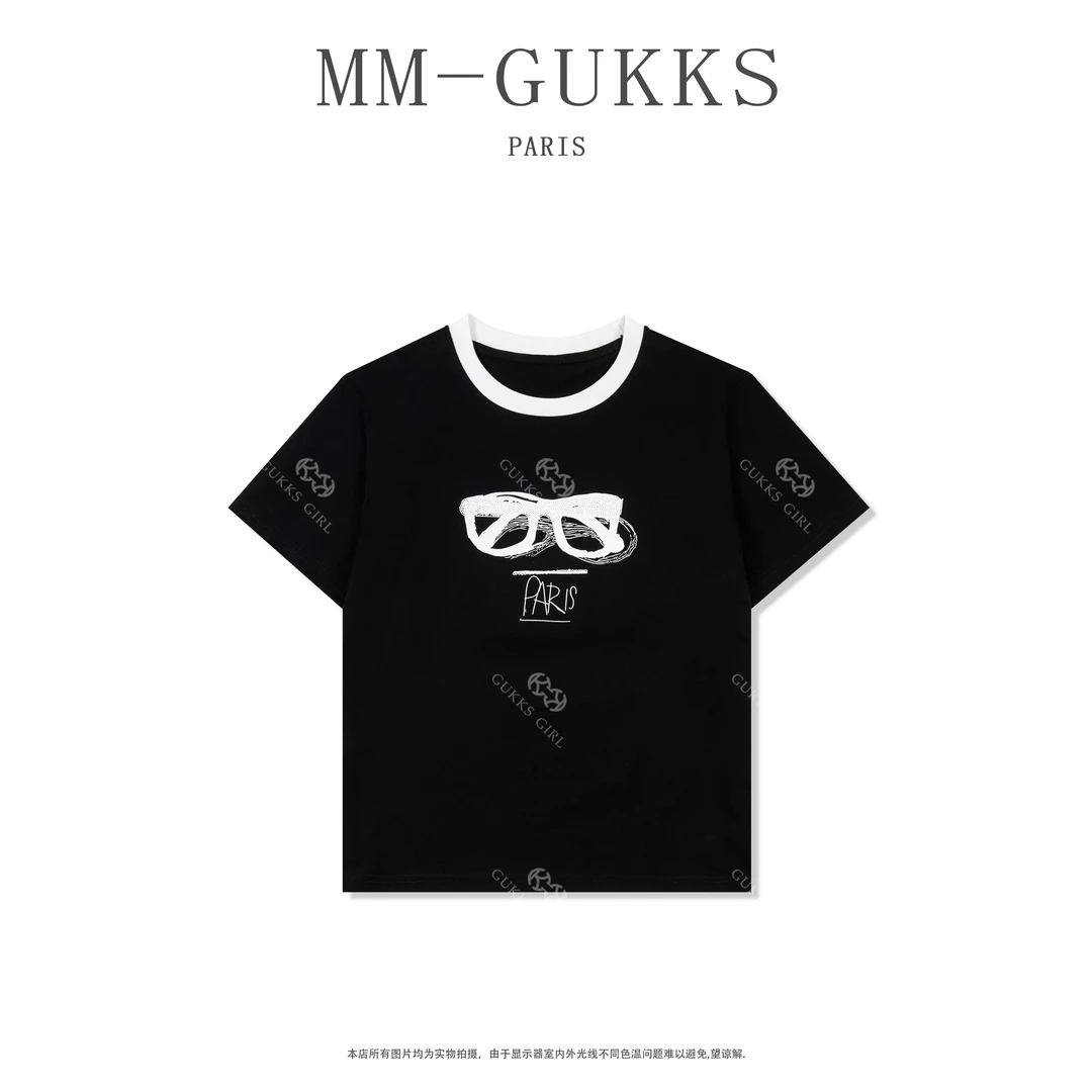 明明GUKKS/宽松型常规款圆领T恤潮流夏季设计师印花经典宽松T恤