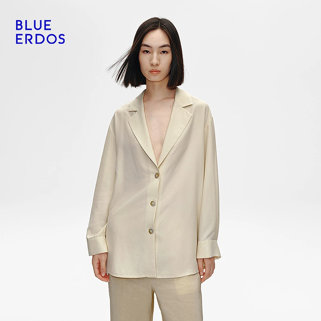 【真丝】BLUE ERDOS25早春丝滑桑蚕丝西装领外套B255J1014