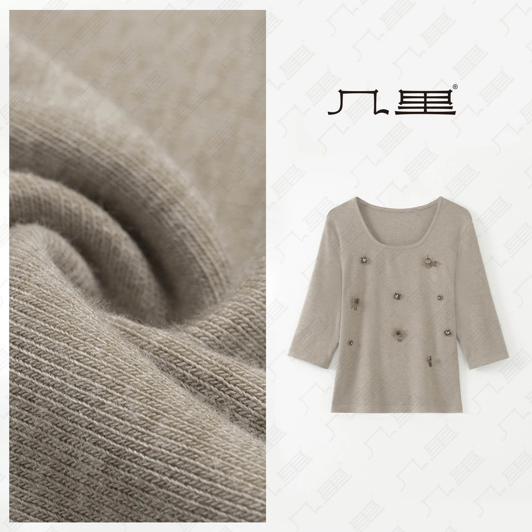 几里与麻 重工钉珠亮片半袖T恤 衣长52 胸围85 2061756