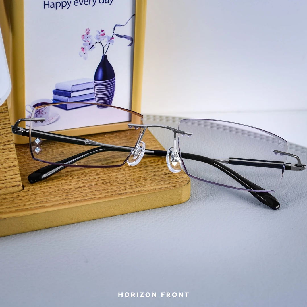 檀木钛近视眼镜男无框贵族防蓝光男款简约切边钛架钛镜潮流超轻