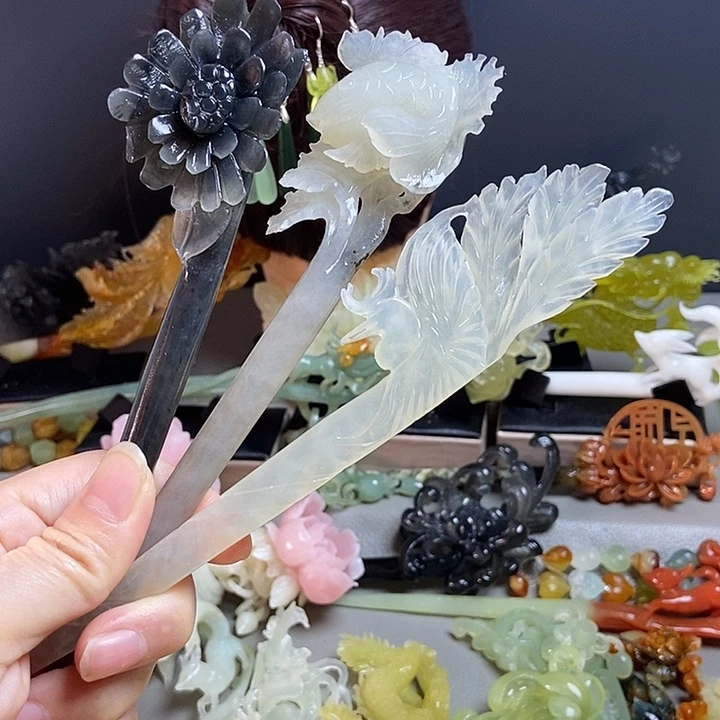 岫玉未镶嵌发簪发簪