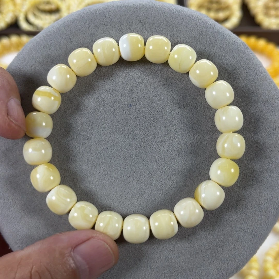 未镶嵌蜜蜡手串纯天然俄料白蜡极限弧高桩