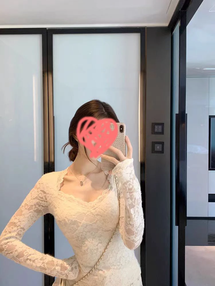 2025年春秋季新款百搭气质温柔风蕾丝打底衫上衣女小个子甜美拼接