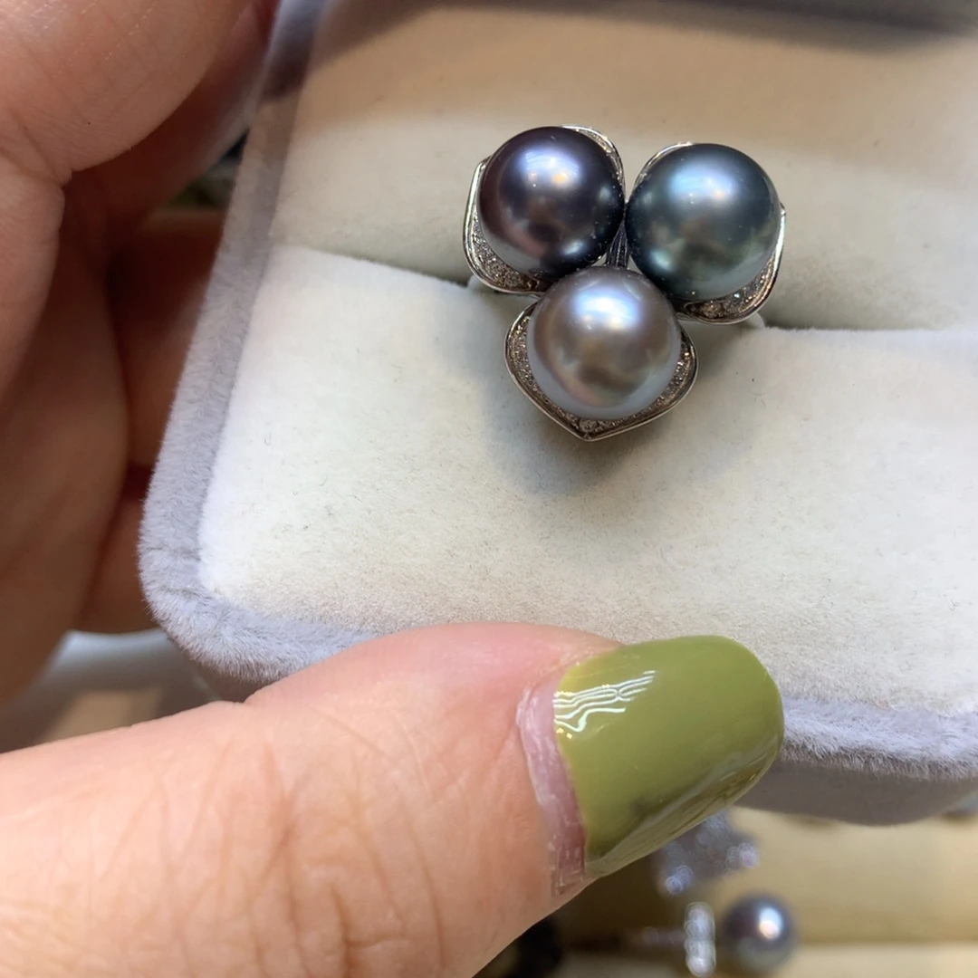 银S925镶嵌戒指海水珍珠