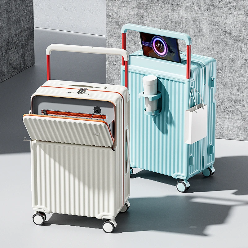 宽拉杆前开口行李箱新款大容量24寸男女拉杆箱静音密码箱旅行箱26