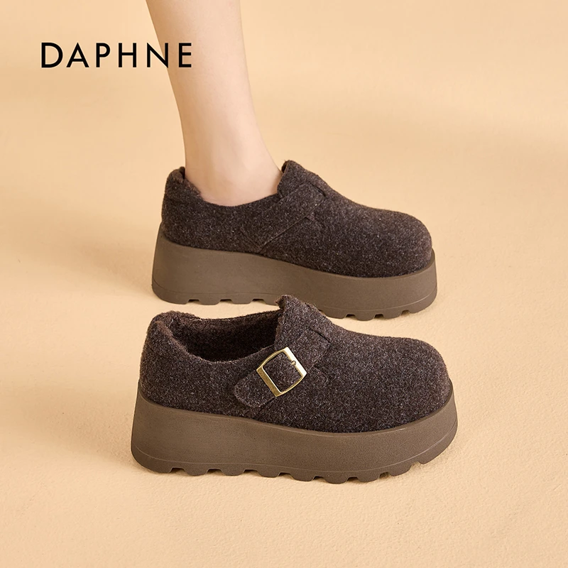 达芙妮女鞋2025冬季雪地靴加绒保暖抗寒复古厚底高品质毛毛鞋L