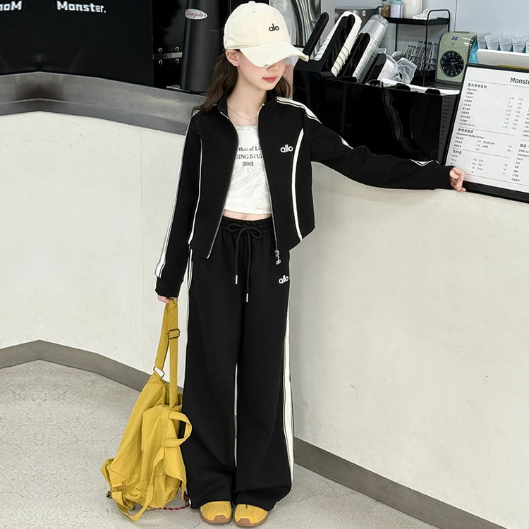 女童春秋款套装新款2025秋装洋气女时髦韩系大童外套运动套装儿童