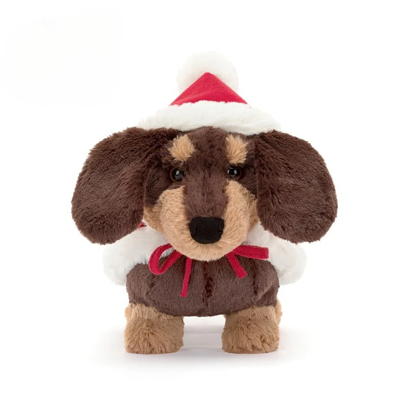 英国圣诞节暖冬奥托腊肠犬可爱娃娃毛绒玩具公仔礼物